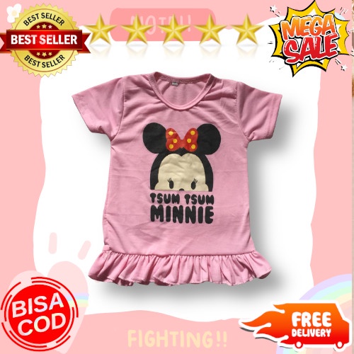 VISION ONLINE-BAJU KAOS TSUM MINNIE ANAK PEREMPUAN KOREA LUCU 1 2 3 TAHUN MURAH LENGAN PENDEK LUCU