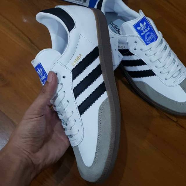 Sepatu Adidas Samba White Black Putih Hitam Gum Original Sneakers