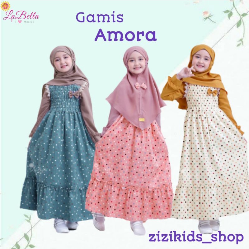 Labella Gamis Anak Katun Jepang Polkadot Amora Series 3-13 tahun