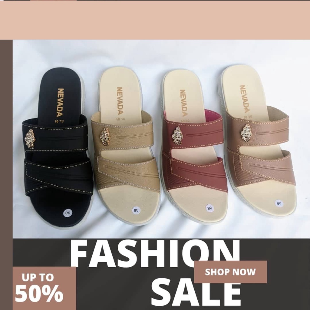 NEVADA - SANDAL FLAT WANITA SENDAL SLIDE SANTAI WANITA SLOP RINGAN SANDAL CEWEK NEVADA TERBARU