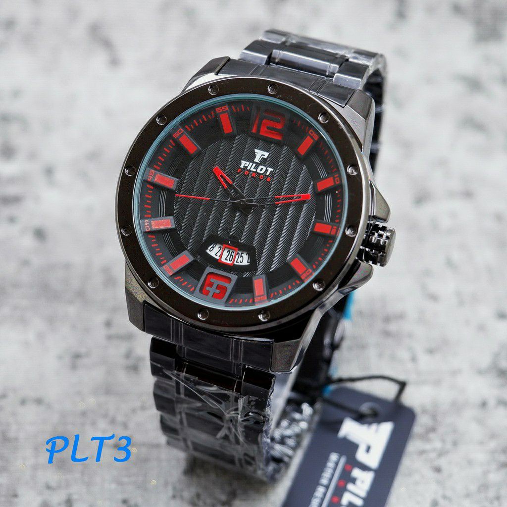 Jam Tangan Pria Pilot Force Original Rantai Water Resist 0608