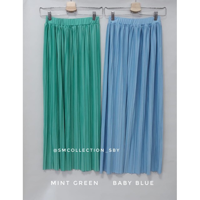 PELANGI RAINBOW MERAH KUNING HIJAU ROK BAWAHAN MURAH WQT/ Rok plisket panjang import