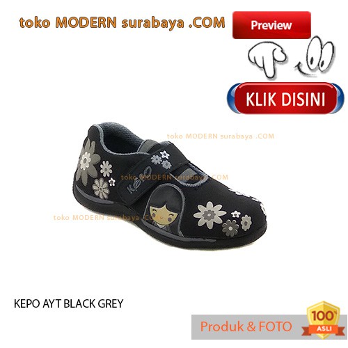 KEPO AYT BLACK GREY sepatu anak velcro casual