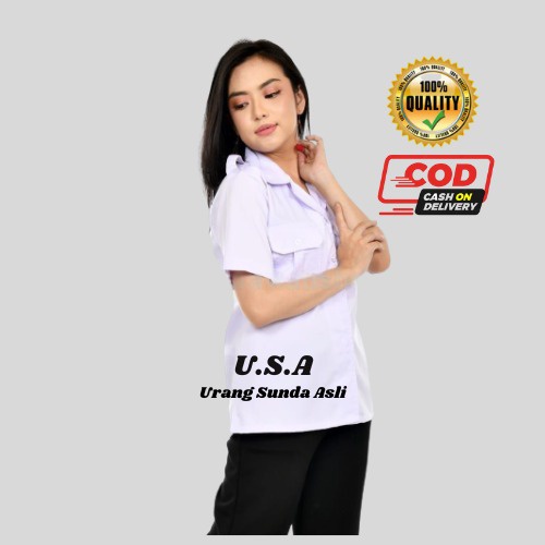 BAJU KEMEJA PUTIH WANITA DEWASA LENGAN PENDEK / KEMEJA WANITA PUTIH /PDH /ASN/PEMDA