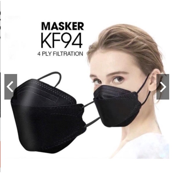 MASKER KF94 WARNA HITAM ISI 10pc | MASKER KF94 KOREA 4PLY