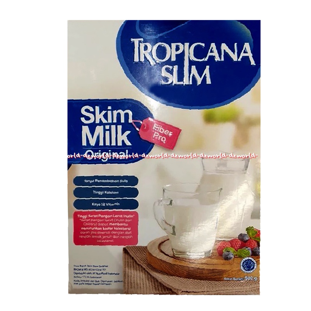 Tropicana Slim Skim Milk Plain 500gr Susu rendah Gula Dengan omega 3 Tropicanaslim Rasa Original