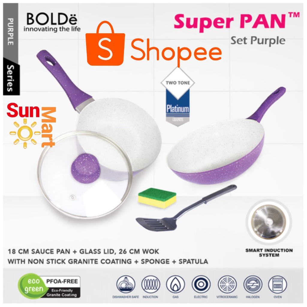 BOLDe Pan Set 5pc Purple SPGRT6 / Paket lengkap masak