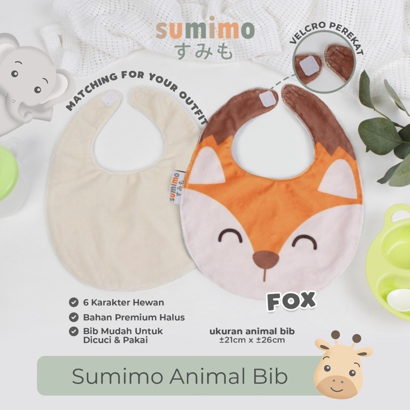 Sumimo ANIMAL BIB / Celemek Bayi / Slaber Tatakan Iler Tatakan Makan Gambar Binatang