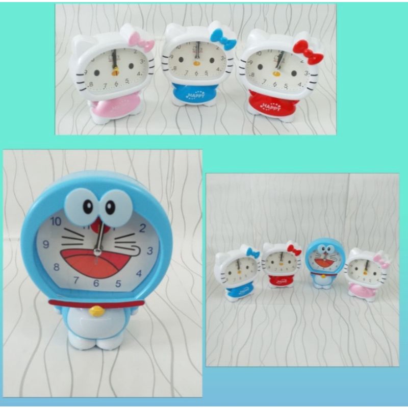 Jam Beker Alarm Karakter Hello Kitty / Doraemon