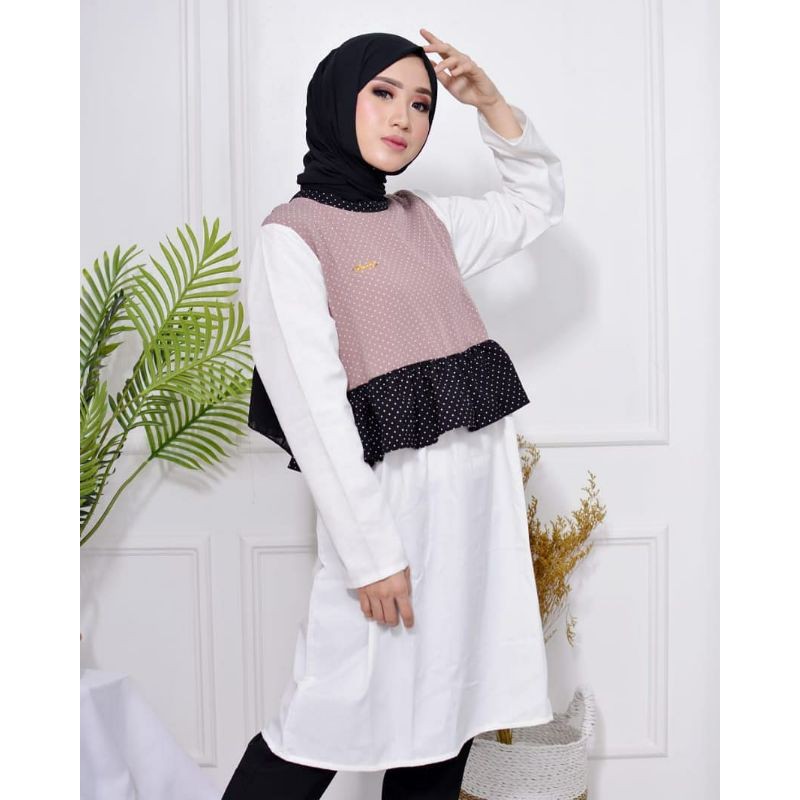 ALYA TUNIK ANINDYASCARF CASUAL LUX BUBBLY STRECHT MIX TOYOBO FASHION WANITA MUSLIMAH TERLARIS