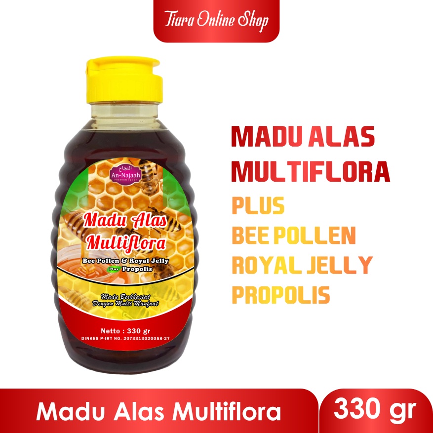 Madu Alas Multiflora plus Bee Pollen Royal Jelly Propolis An Najaah | Madu Hutan Multiflora Asli 330 Gram