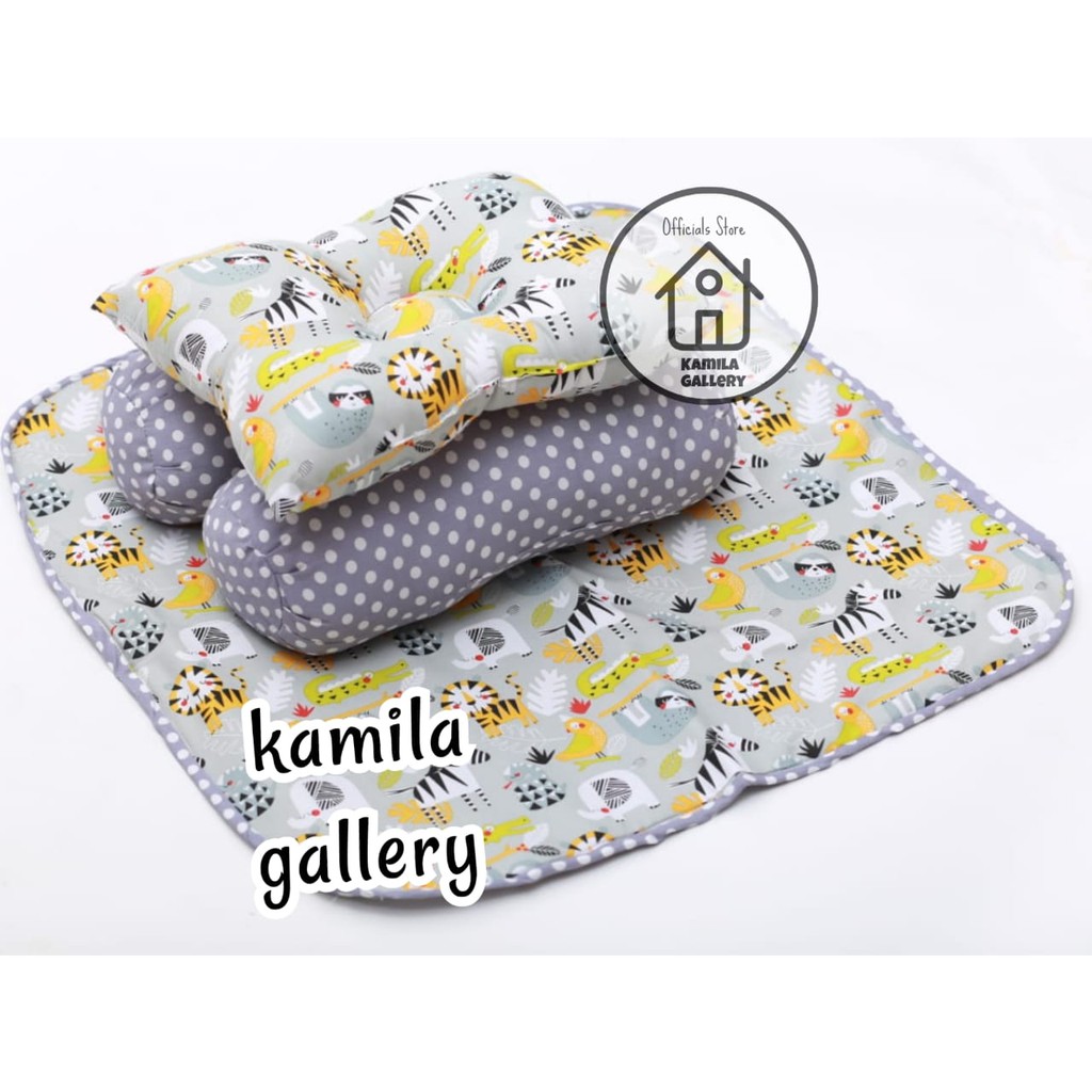 PERLAK SET BAYI/ALAS OMPOL KASUR BAYI /MATRAS BAYI WATERPROOF motif GRAY ZOO