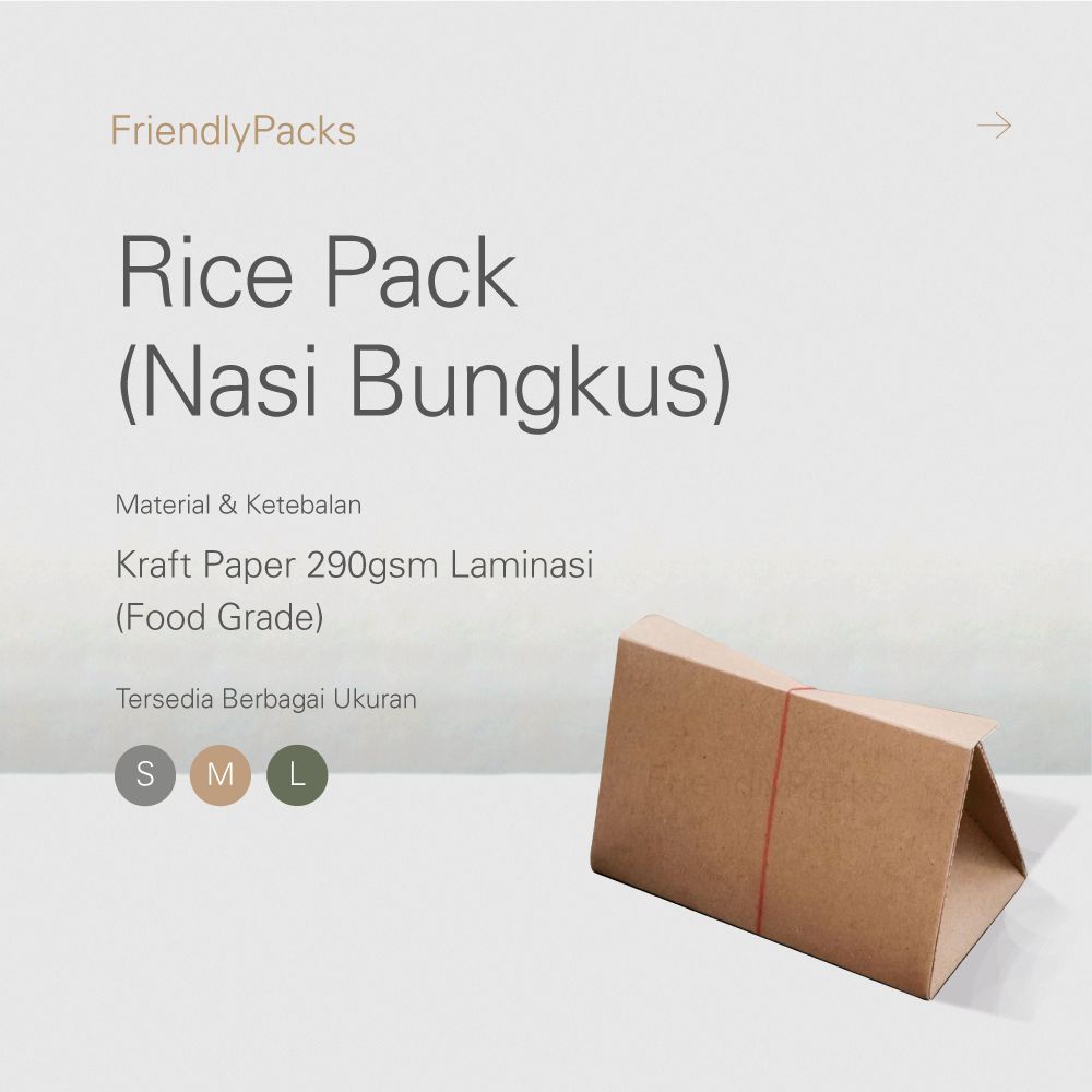 Rice Pack / Food Box Kraft Packaging / Kotak Makanan / Bungkus Nasi / Kertas Nasi Polos / Kertas Nas