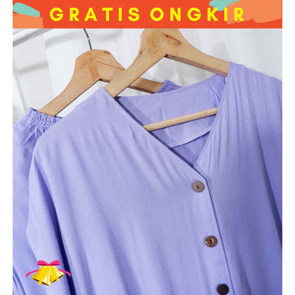 COTTONBELLS CASUAL JUMPSUIT WANITA ALICIA BUTTON SET PANTS (JJ - JS 1722)-4