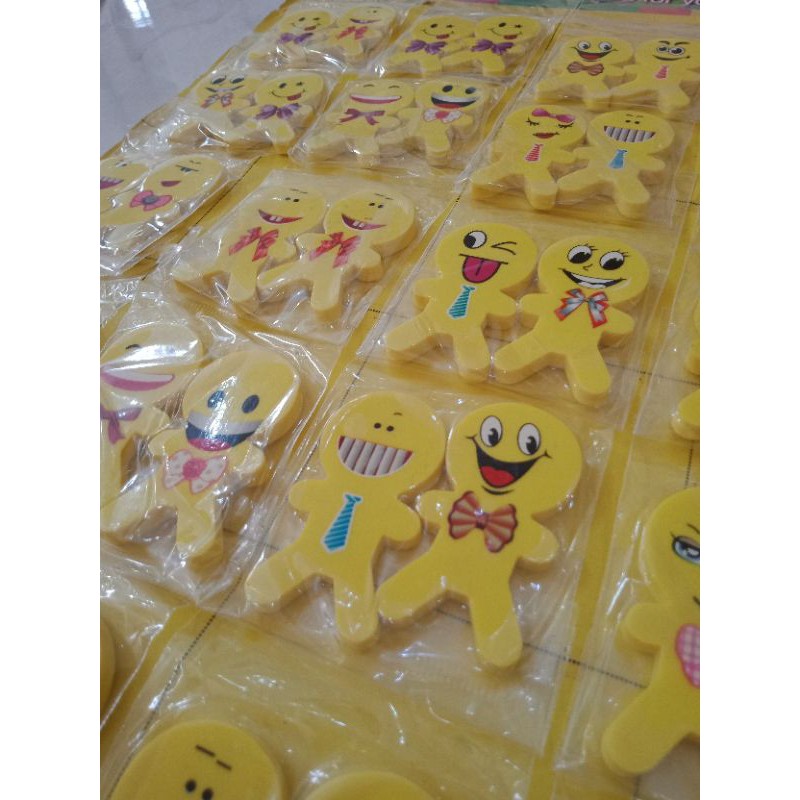 MURAH !!! PENGHAPUS EMOJI KARAKTER SATU PASANG / VARIETY ERASER EMOTICON