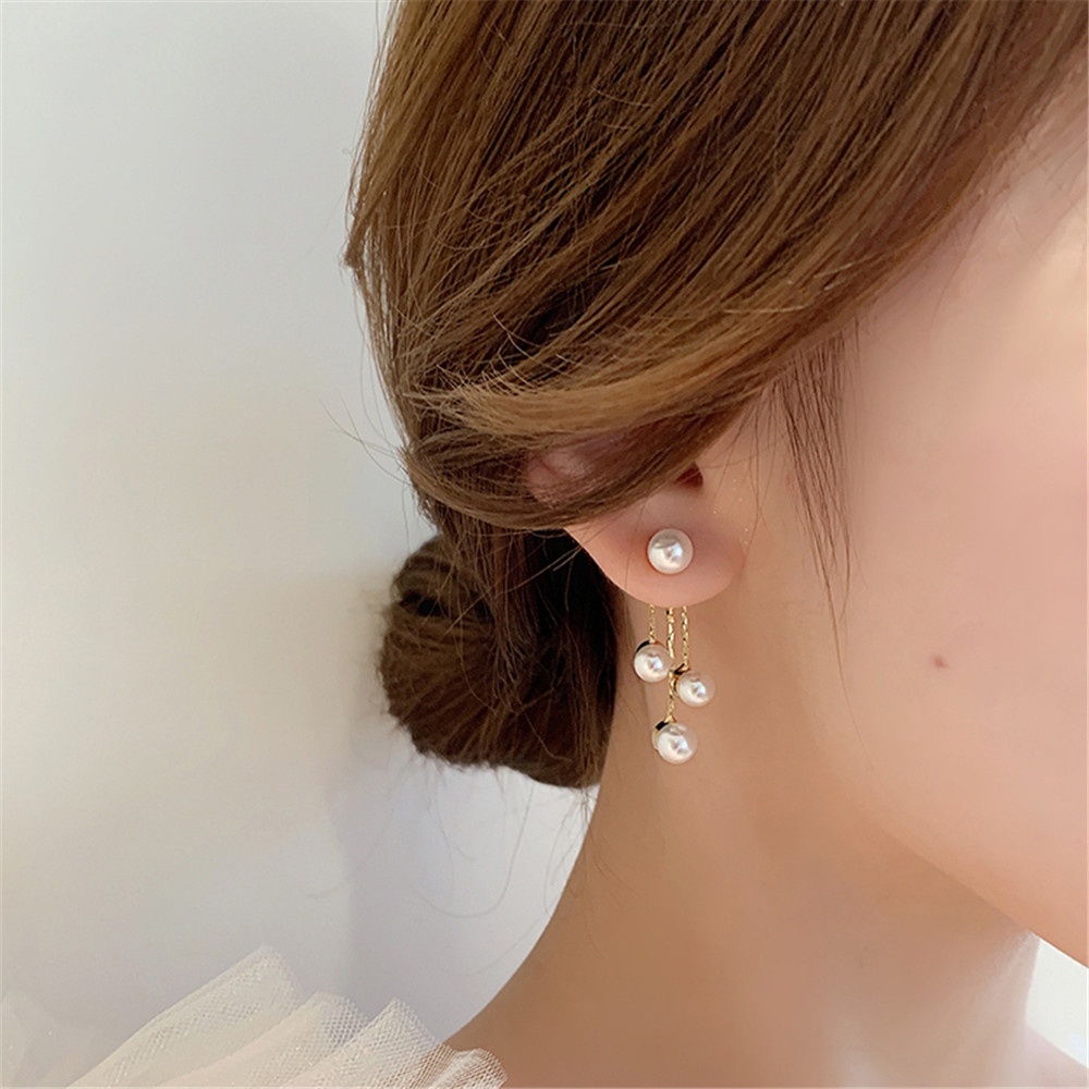 【COD Tangding】Tassel Pearl Earrings Fashionable Personalized Retro Minimalist Earrings Design Earstuds Fashion Accessories Jewelry