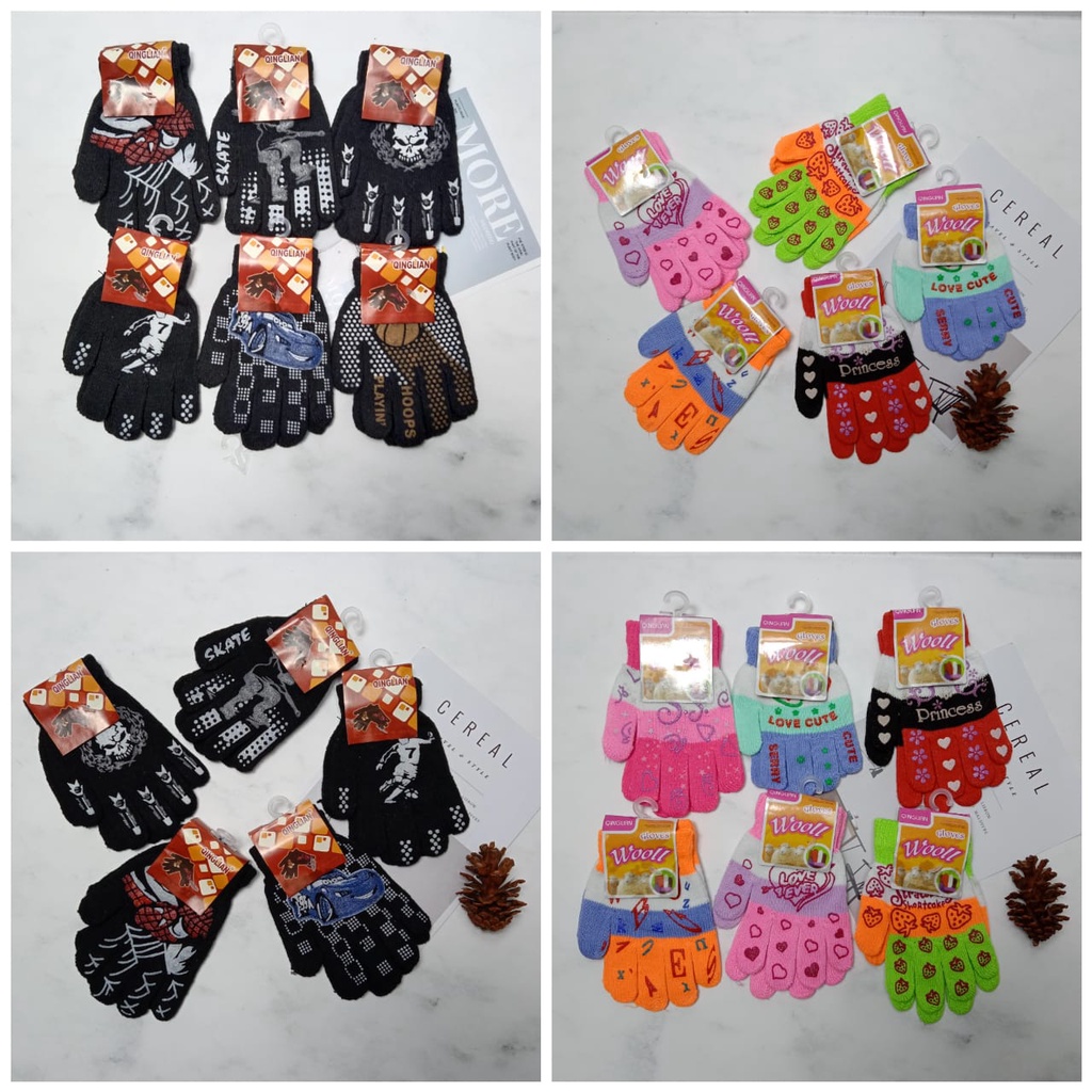 TOKO KL | sarung tangan anak laki laki &amp; perempuan usia 3-8 tahun import bahan lembut elastis dan kuat