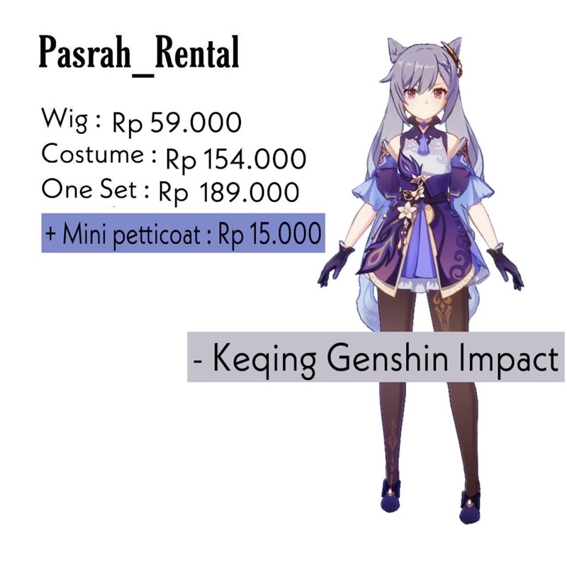 SEWA RENTAL KOSTUM / COSPLAY KEQING GENSHIN IMPACT