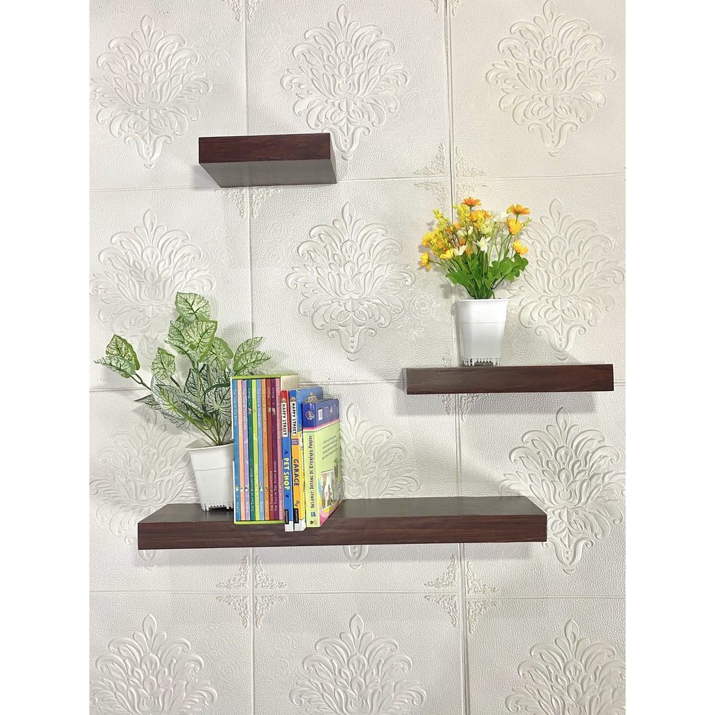 Rak Ambalan Rak Gantung Hiasan Dinding Serat Kayu Set Wall Floating Shelf Minimalis