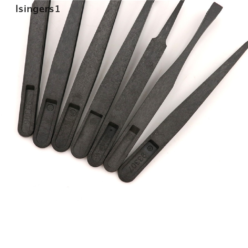 (lsingers1) 7pcs / Set Pinset Anti Statis Bahan Plastik Keras Warna Hitam Untuk Reparasi