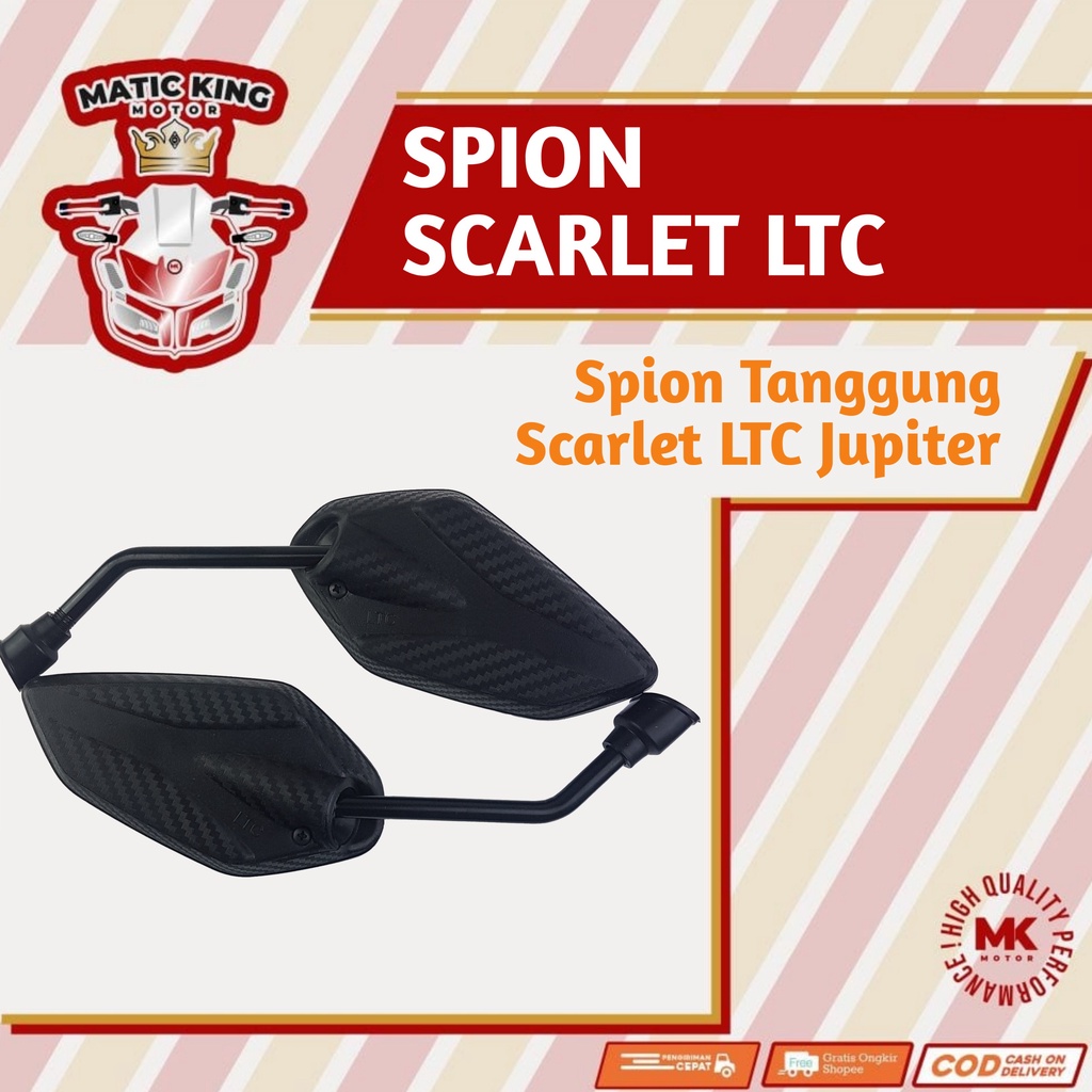 Kaca spion HITAM motor honda yamaha BEAT VARIO SCOOPY SPACY MIO FINO SUPRA X JUPITER Z MX mini standar variasi Scarlet