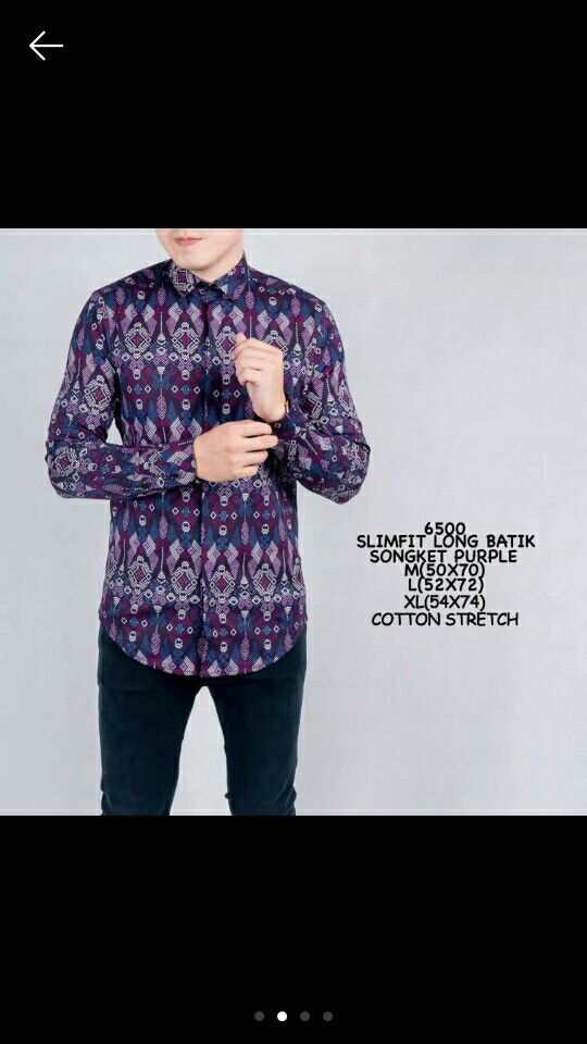 Kemeja Batik Pria Lengan Panjang Motif Songket Navy Hitam Ungu