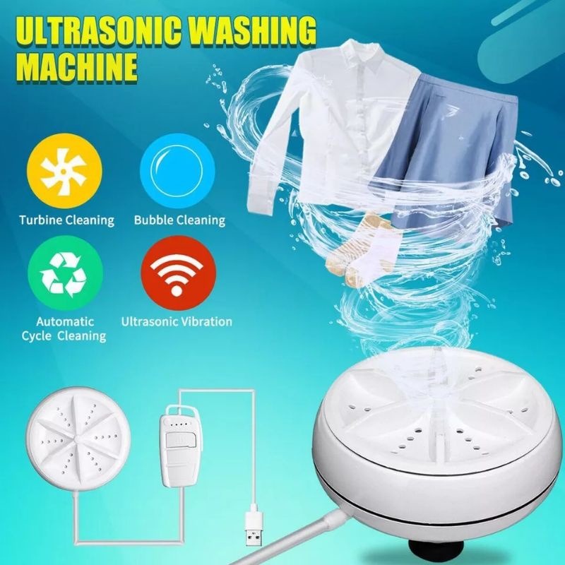 Mini Ultrasonic Washing Machine Portable Turbo USB Powered Menghilangkan Kotoran Mesin Cuci Pembersih Pakaian 10 W dan 24 W