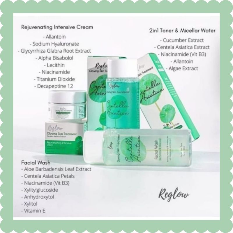 Reglow Series Original skincare Glowing skin treatment harga Ecer toner facial wash dan cream pencerah-2