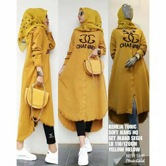 1000% ORI SHR IMPORT. KEMEJA TUNIK SET JILBAB