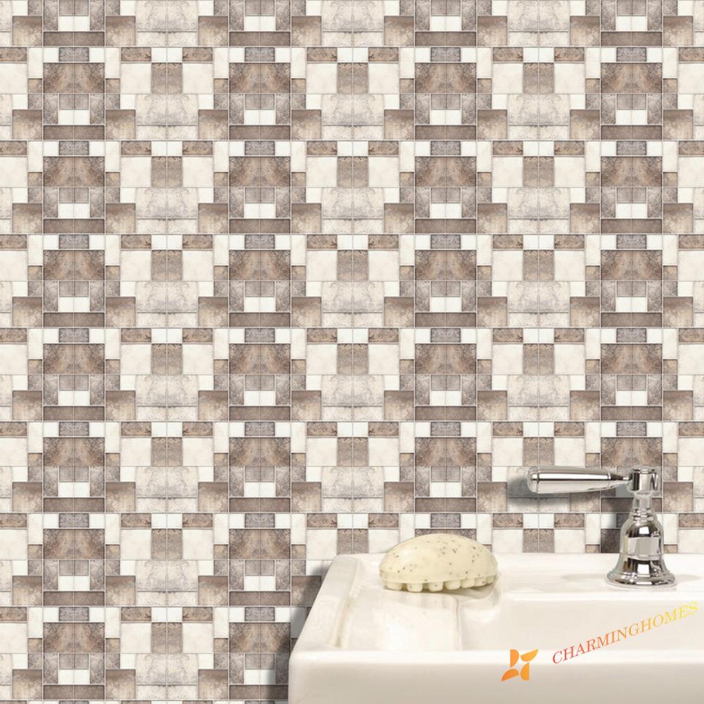 18pcs Waterproof Tile Wall Sticker Self Adhesive Bathroom Kitchen Wallpaper Shopee Indonesia