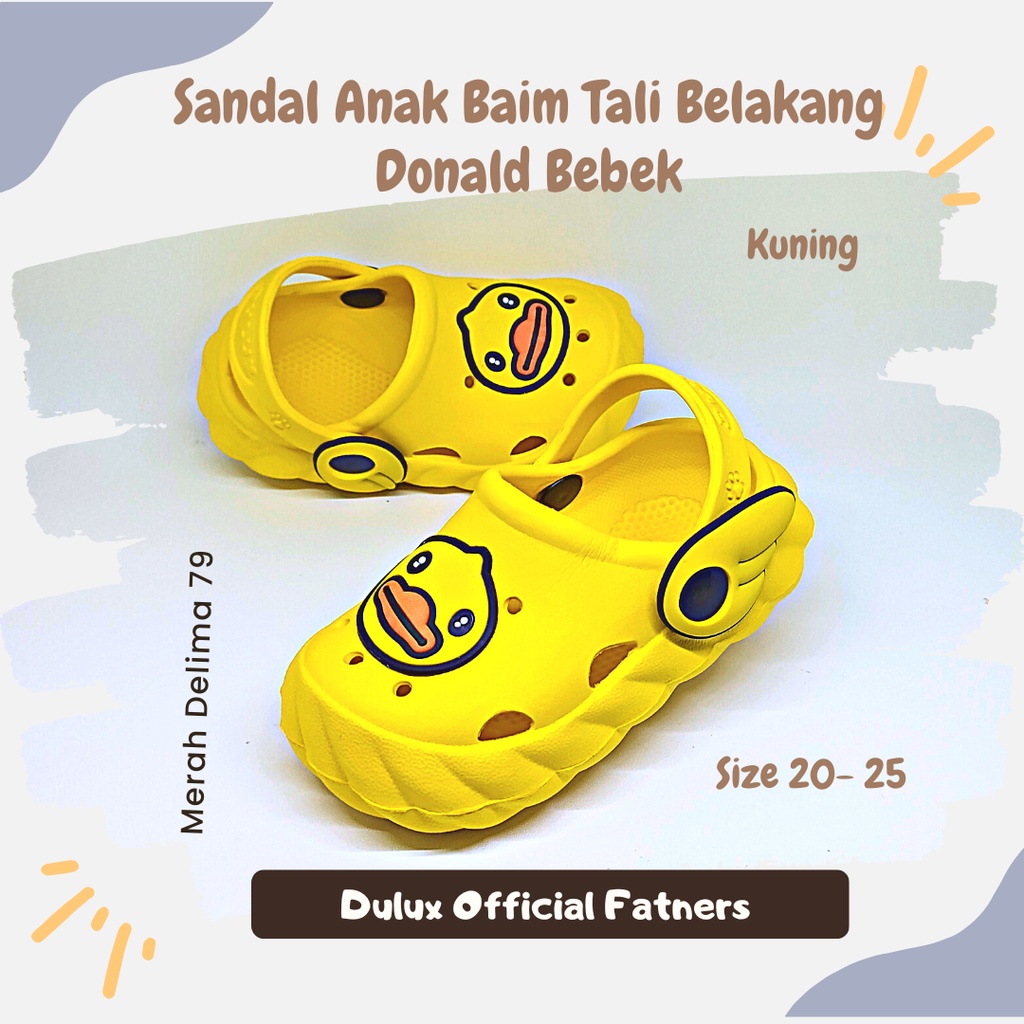 MD 79 - Sandal Anak Murah Baim Tali Belakang Donald Bebek Usia 1-3 Tahun Ready Stok