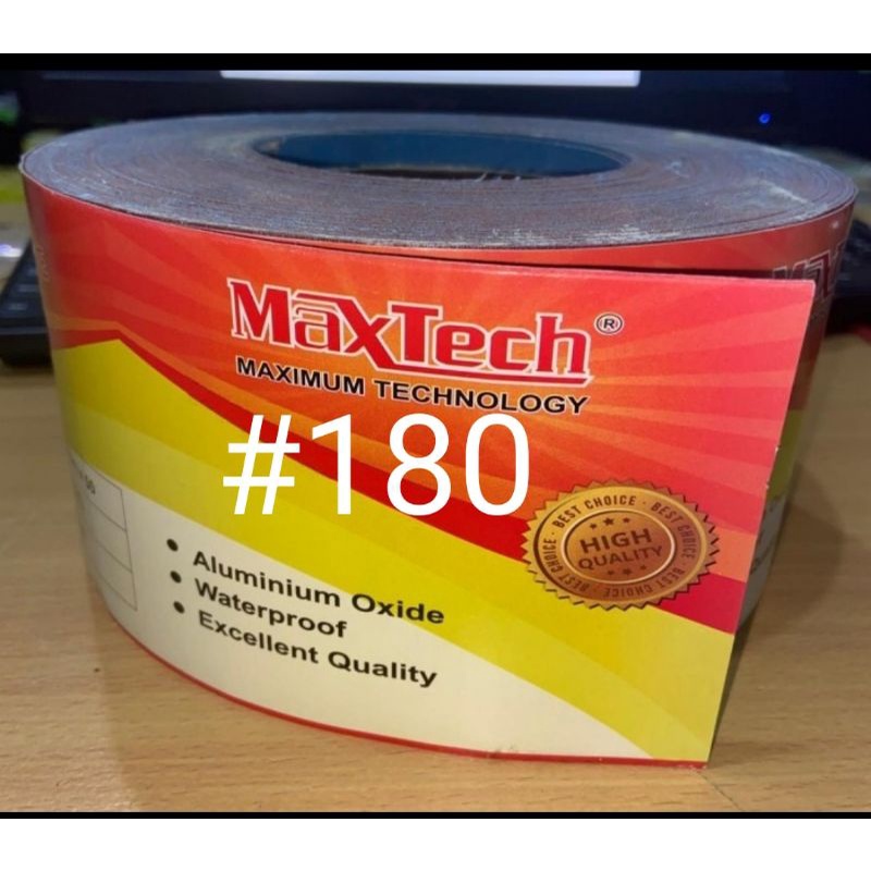 amplas meteran/amplas rol ukuran #180 maxtech harga perol (50m)