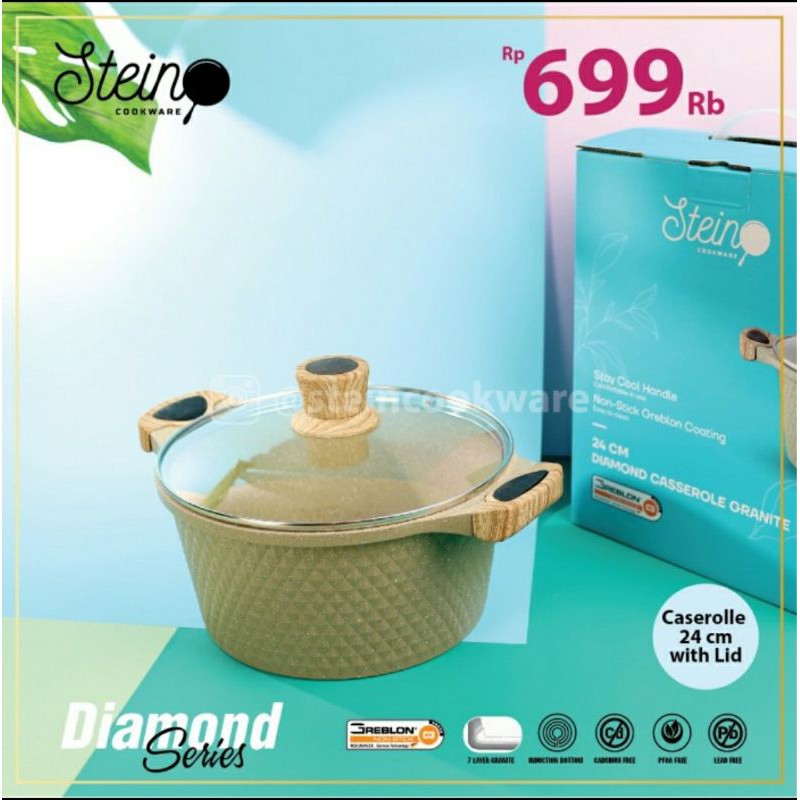 Diamond Caserolle Diamond Frypan 20 cm 24 cm satuan Steincookware