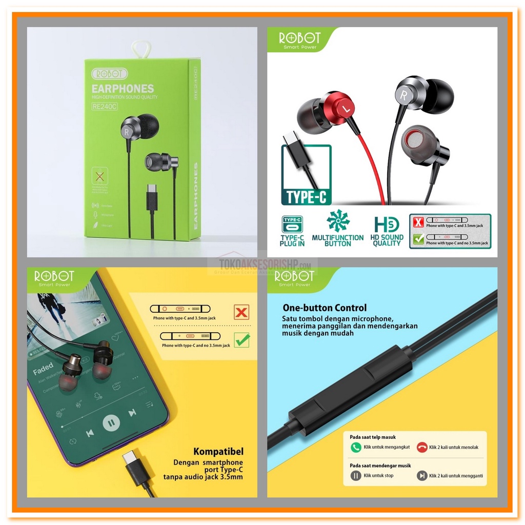 HANDSFREE ROBOT RE240C / HEADSET ROBOT RE-240C / EARPHONE ROBOT RE 240C