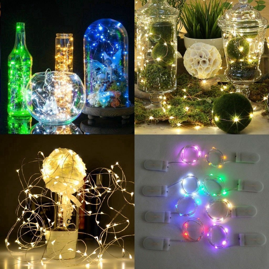 Lampu String 10 Led 1m Kawat Tembaga Tenaga Baterai Anti Air Untuk Dekorasi Rumah/Pesta