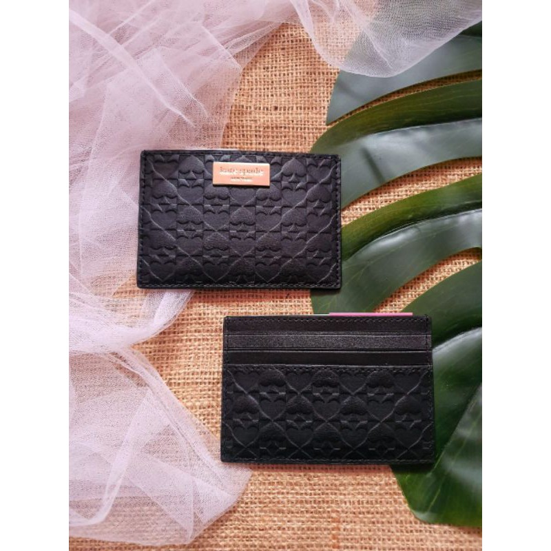 KATE SPADE CARD HOLDER BLACK EMBOSS SIGNATURE