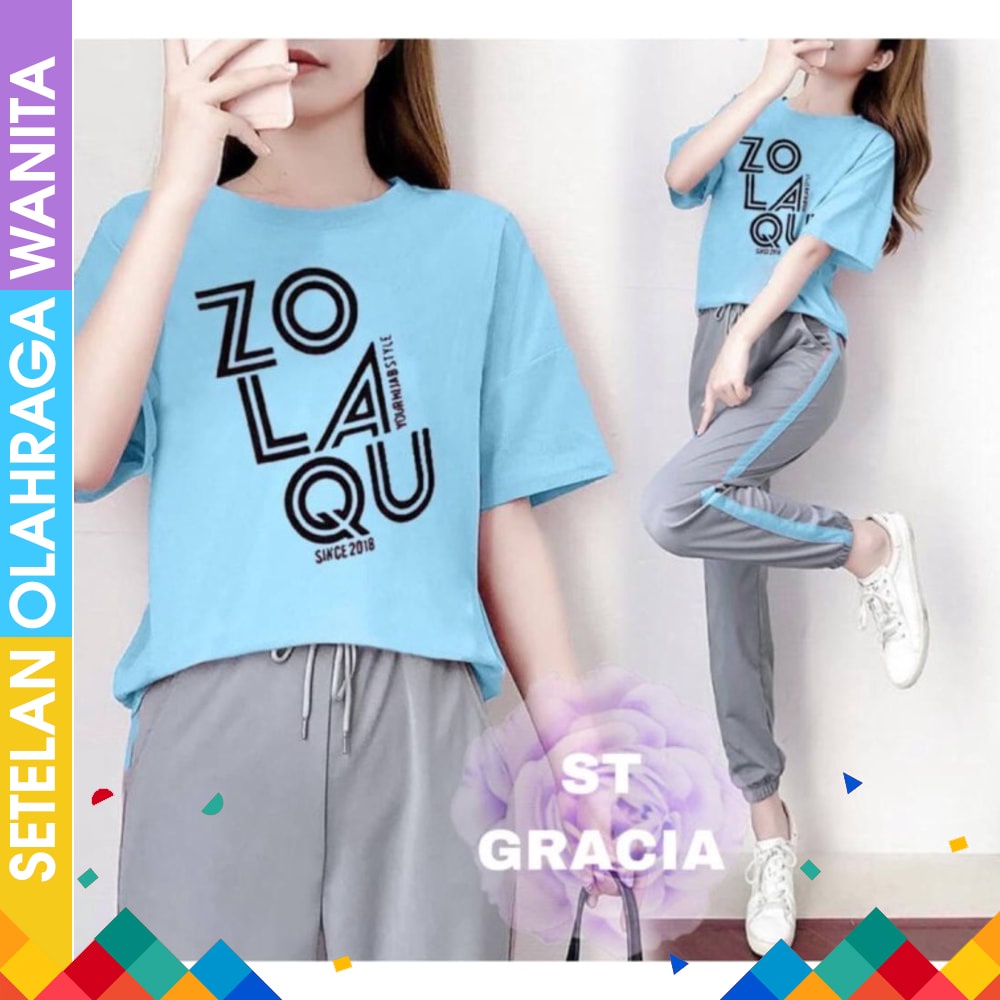 Setelan senam muslim premium bahan squba navy lis putih Baju senam olahraga fitness zumba aerobik