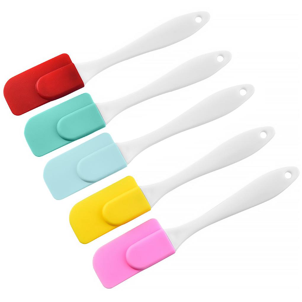 5 / 10pcs Spatula Mini Bahan Silikon Untuk Mencampur Krim / Mentega huiteni