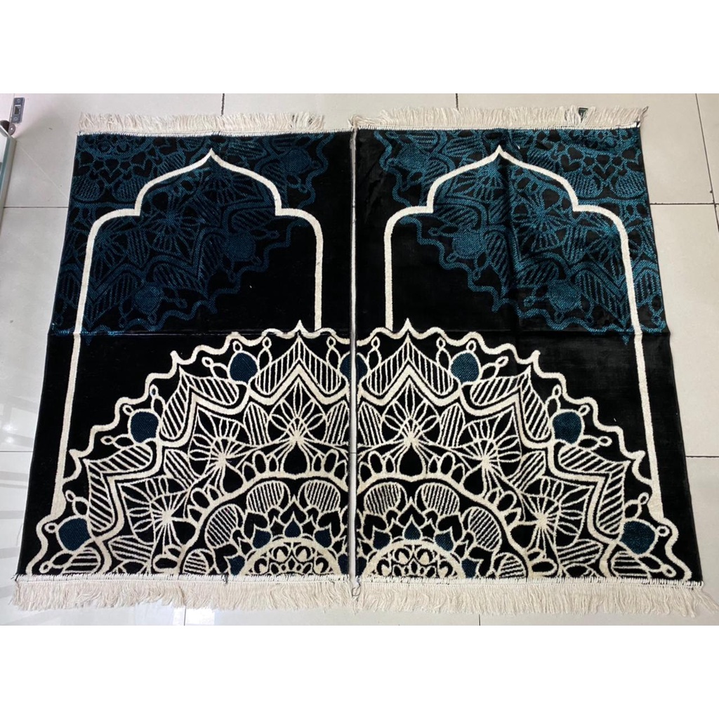 1pcs Sajadah Model Couple Sepasang Turki Saudi Premium Beludru Hitam Besar 70x110cm