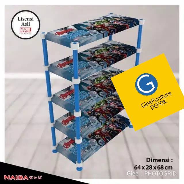 Rak Sepatu Naiba Karakter Avenger, Minion,  Doraemon,  Ben Ten