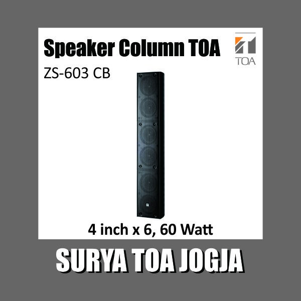 Speaker TOA ZS603CB  ZS 603 CB 4 inch x 6 60 Watt W Hitam Black Column Spiker