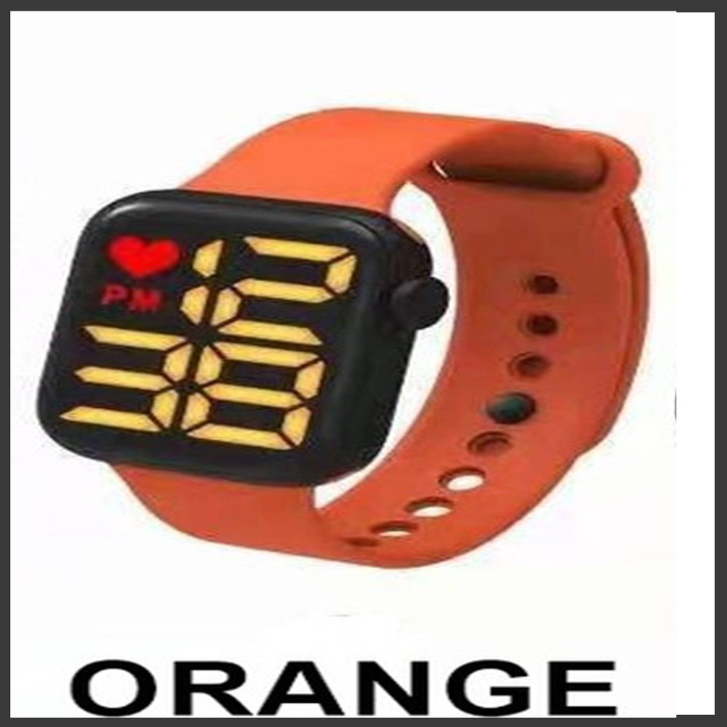 JY J021 Jam Tangan Elektronik Fashion Rubber LED Digital Anti Air Termurah Import-ORANGE