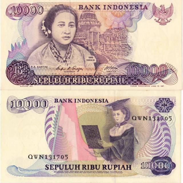 Uang Kuno Atau Uang Lama 10000 Rupiah Kartini Tahun 1985 #Baru