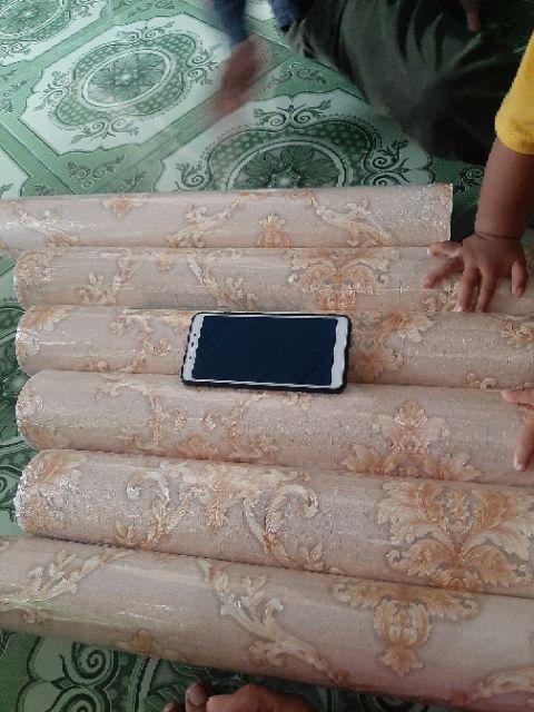 Wallpaper Dinding Klasik Gold Silver Ornamen Eropa Style Mewah