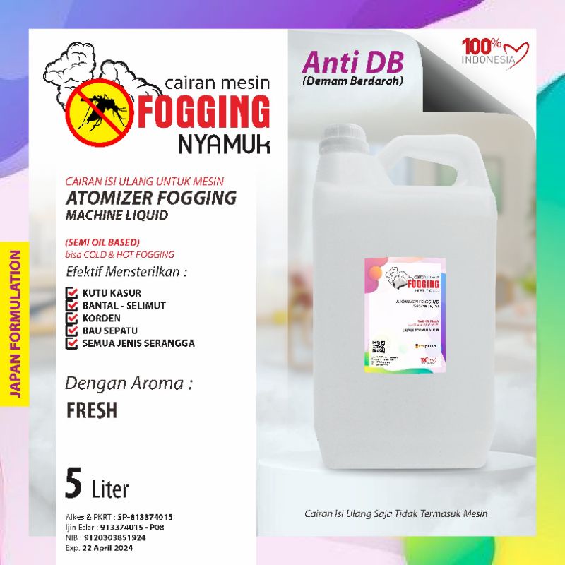 Cairan mesin fooging anti nyamuk/serangga aneka aroma segar kemasan jurigen 5 liter