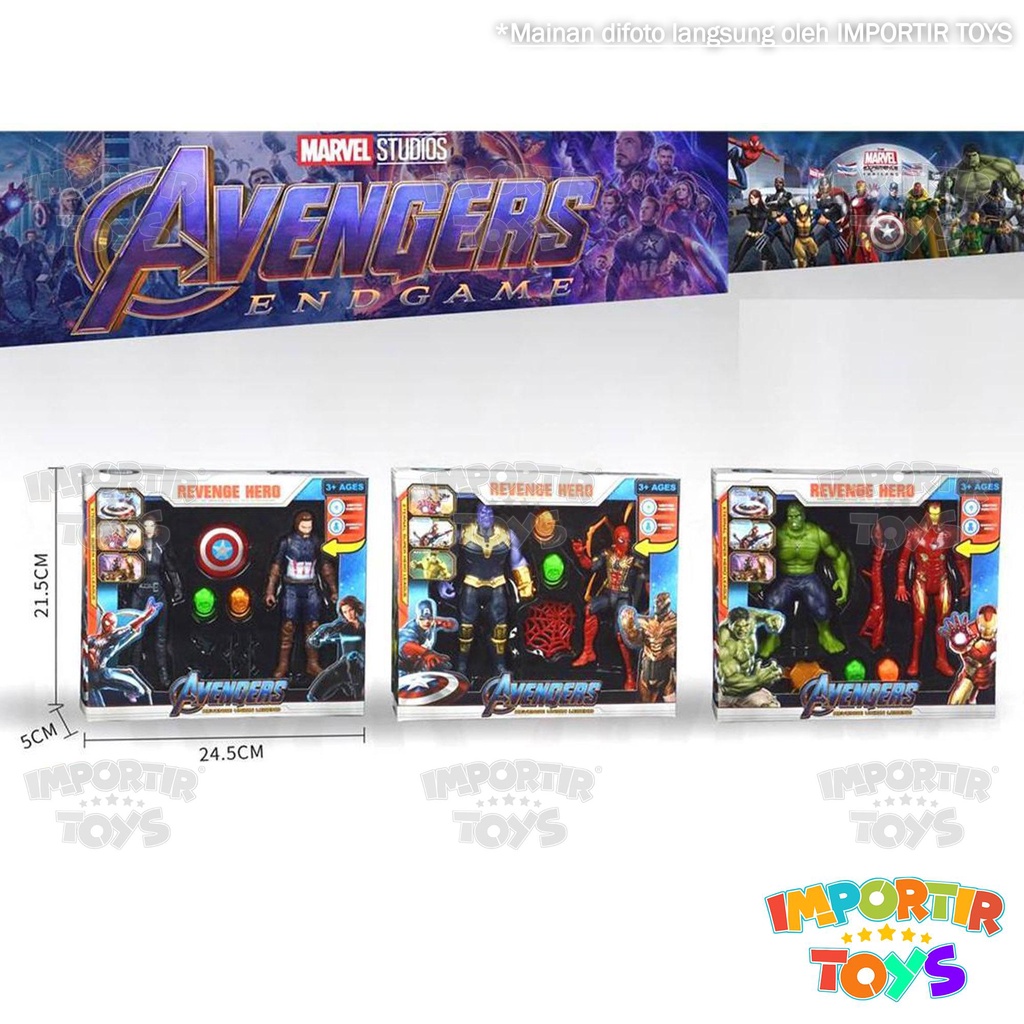 Set Figure Avengers 2 Pcs Marvel Mainan Anak dgn Lampu Bercahaya