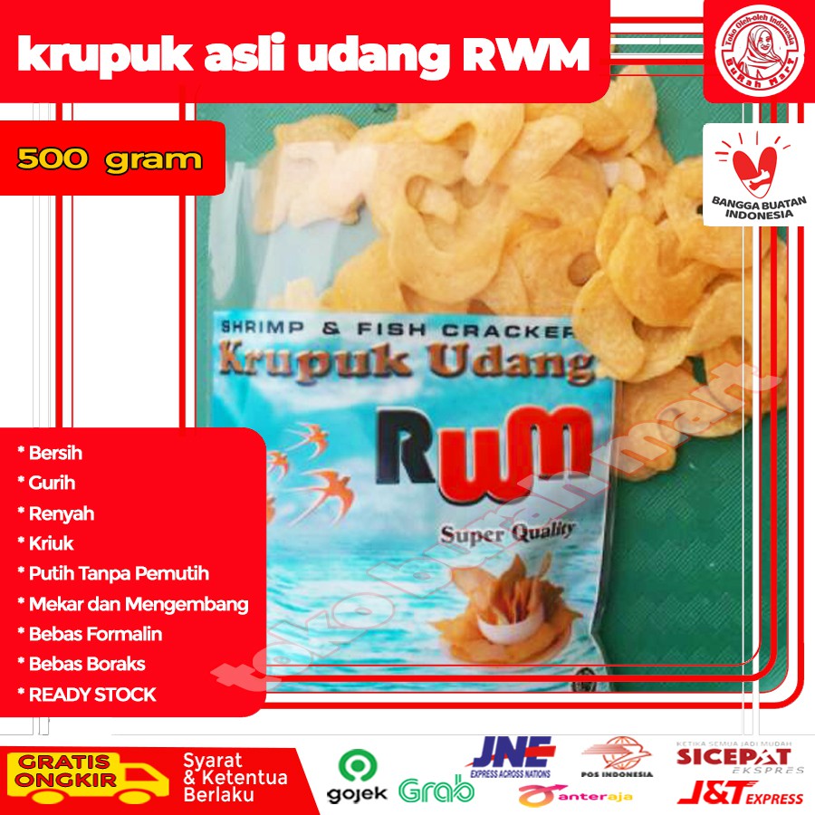 

Kerupuk Krupuk asli Udang RWM Khas Rengasdengklok Karawang 500 gram