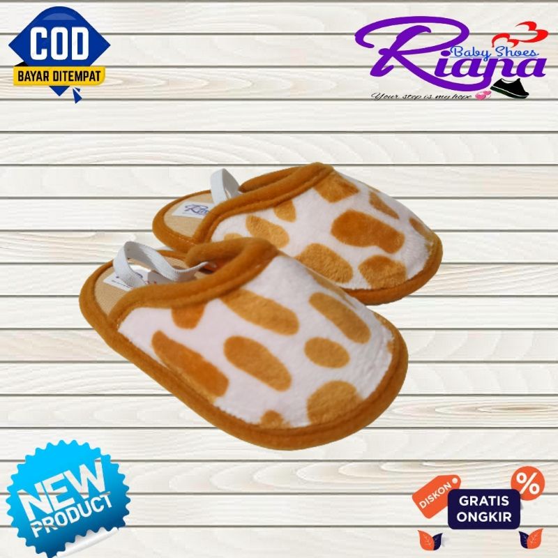 Sandal Slop Bayi BAPAU motif bulu animal skin Colour usia 6-18 Bulan