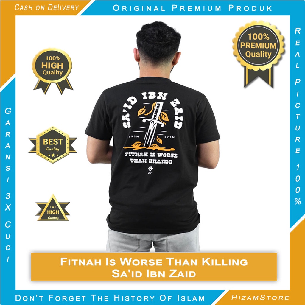 ORIGINAL PRODUK PREMIUM ❗❗❗ BERGARANSI ✔️ BAJU KAOS QAF ISLAM DISTRO - SA'ID BIN ZAID