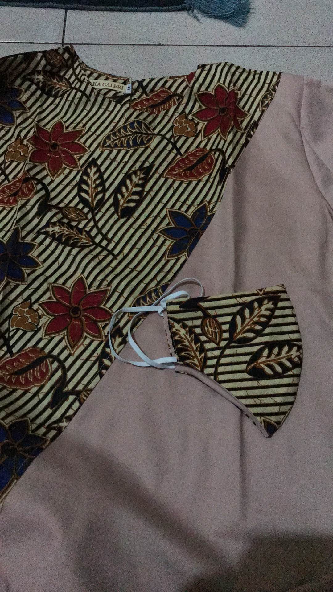 Atasan Batik Wanita Kembang Salur Resleting Belakang 6653